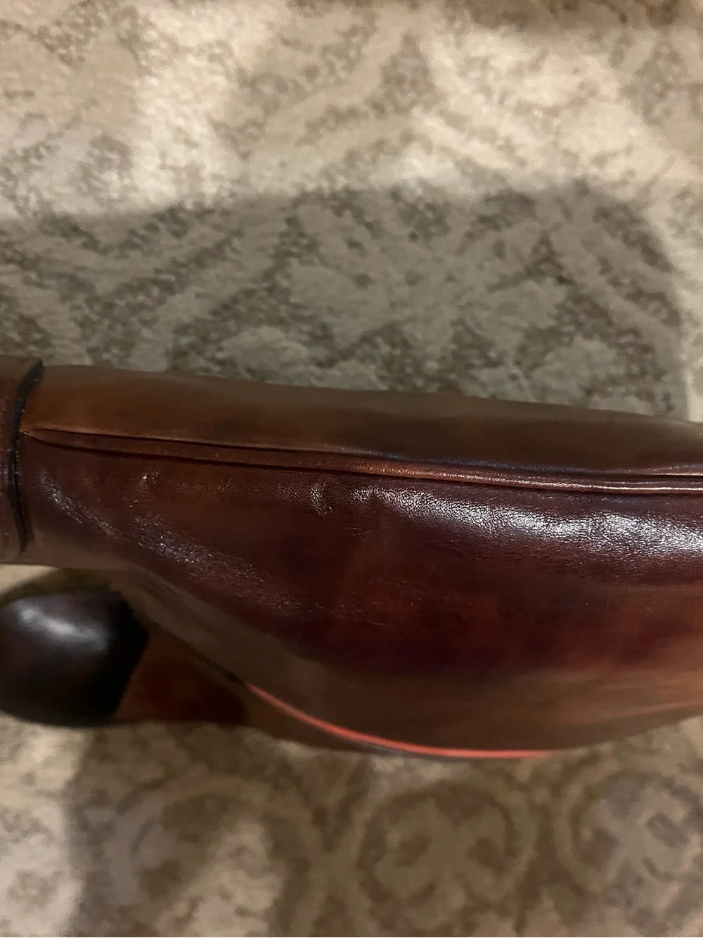 Riviera Dark Brown Leather Hobo with Red and Green Stripe & Gold Accent